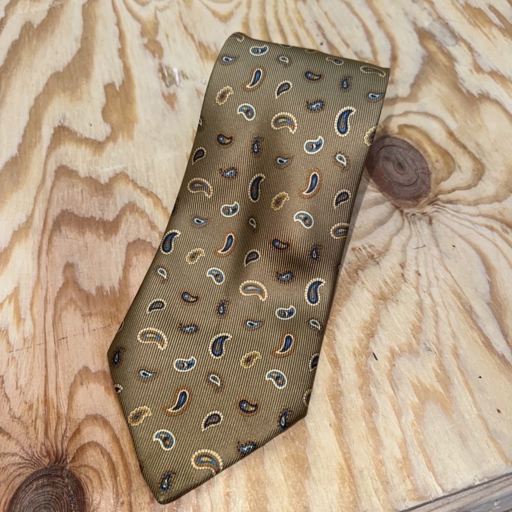 Brioni Gold Paisley Silk Tie Made in Italy Men's Necktie Classic Luxury Style
